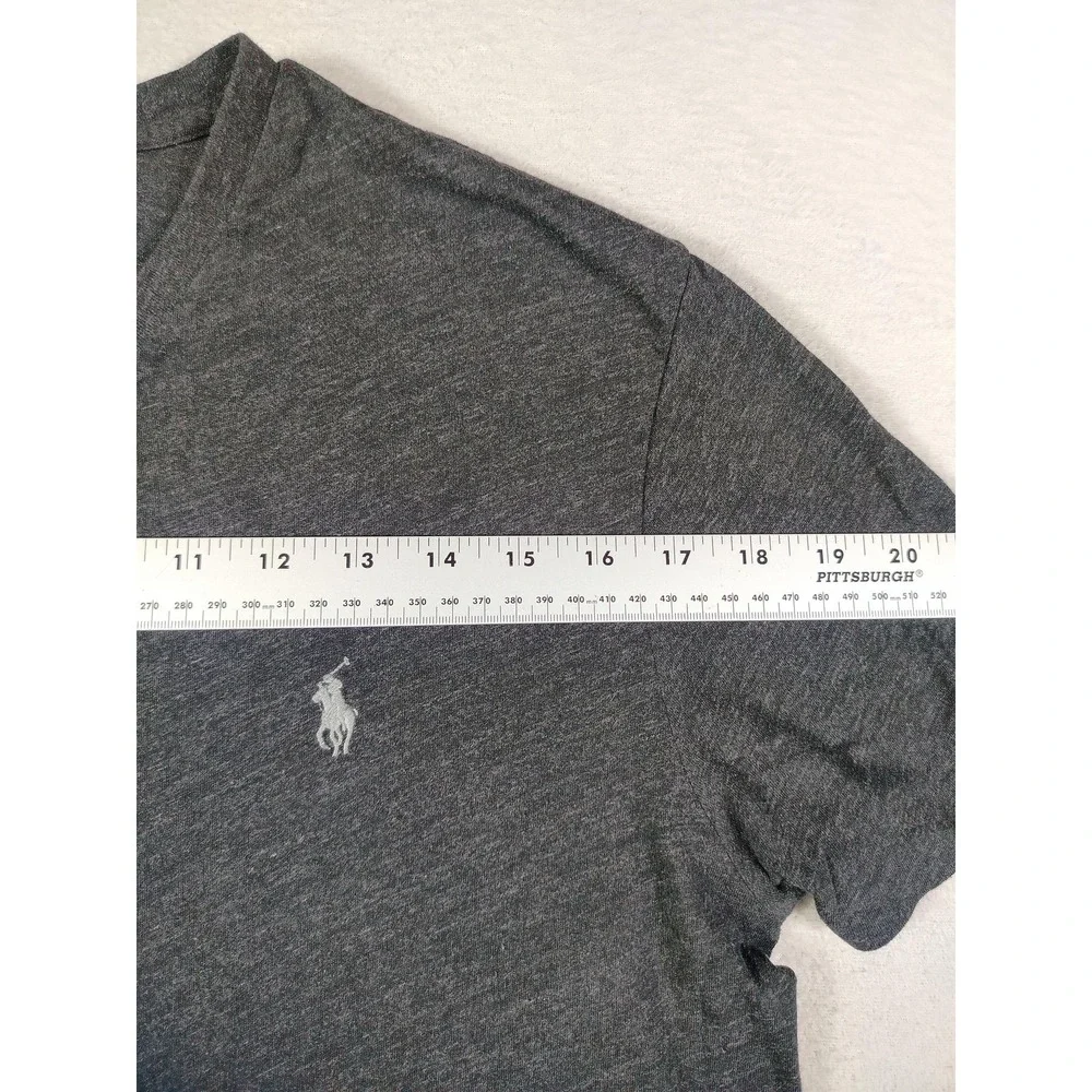 Polo Ralph Lauren Shirt‎ Mens Medium Gray V Neck Pony Preppy Tee Casual Jersey